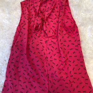 Bright Pink Tank with Black Bows